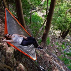 img 2 attached to Relax In Style: Grey/Orange Parachute Nylon Double Hammock By Vivere