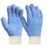 🧤 mig4u microfiber dusting gloves - house cleaning glove for blinds, windows, shutters, furniture, car - reusable, lint-free - blue - 1 pair (s/m) logo