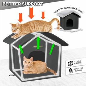 img 2 attached to Stay Cozy In The Outdoors: Weatherproof Rest-Eazzzy Cat House, Insulated Feral Shelter With Selfwarming Mat And Canopy Support For Winter (13*13*14" Black)