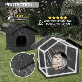img 1 attached to Stay Cozy In The Outdoors: Weatherproof Rest-Eazzzy Cat House, Insulated Feral Shelter With Selfwarming Mat And Canopy Support For Winter (13*13*14" Black)