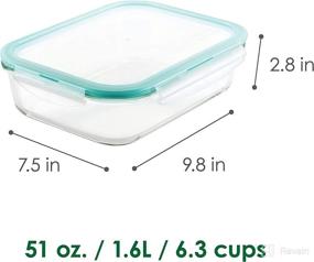 img 3 attached to 🔒 LocknLock Purely Better Glass Food Storage Container: Rectangle-51 oz, Clear Lid Included