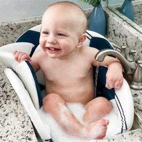 img 3 attached to Bathing Pad for Infants - Unisex Sink Bathtub for Baby - Comfortable Baby Bath Cushion for Infants 🛁 up to 9 Months - Non-Slip Petal-Style Pad Fits Most Sinks and Baby Tubs - Adorable Soccer Ball Design