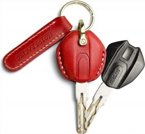 img 2 attached to Ducati Motorcycle Key Fob Cover For Monster 795/695/696/796/959 Panigale, 1199 Panigale S/R Diavel Protector - Red Leather Key Shell Holder, Birthday Gift For Boyfriend, Christmas Present