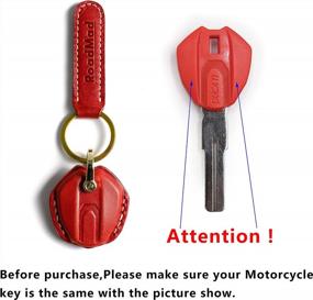 img 3 attached to Ducati Motorcycle Key Fob Cover For Monster 795/695/696/796/959 Panigale, 1199 Panigale S/R Diavel Protector - Red Leather Key Shell Holder, Birthday Gift For Boyfriend, Christmas Present