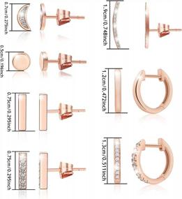 img 3 attached to 14Pcs Set Of Rose Gold Plated Hoop, Huggie, Stud, And Cuff Earrings For Women And Girls - Minimalist, Dainty, And Perfect For Gifting, With AAA+ Cubic Zirconia Accents