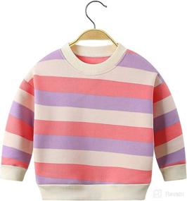 img 4 attached to 👦 Ctskyte Toddler Unisex Kids Stripe Fleece Pullover: Long Sleeve Crew-Neck Sweater for Cozy Comfort