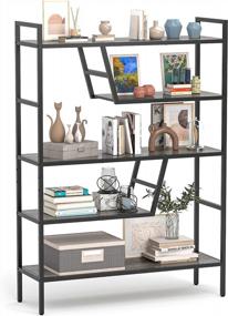img 4 attached to Adjustable Wood And Metal Bookshelf With Five Tiers - Ideal For Living Rooms, Bedrooms And Study Rooms - Available In 46 Variants - Teraves Book Shelf Organizer