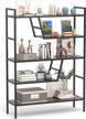 adjustable wood and metal bookshelf with five tiers - ideal for living rooms, bedrooms and study rooms - available in 46 variants - teraves book shelf organizer logo