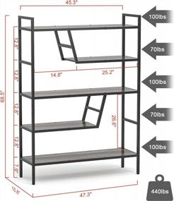 img 3 attached to Adjustable Wood And Metal Bookshelf With Five Tiers - Ideal For Living Rooms, Bedrooms And Study Rooms - Available In 46 Variants - Teraves Book Shelf Organizer