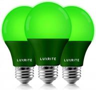 светодиодная зеленая лампа luxrite a19, 3 шт., эквивалент 60 вт, внесена в список ul и нерегулируемая, для внутреннего и наружного украшения логотип