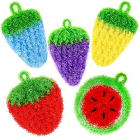 img 4 attached to 🍽️ 10-Pack Non-Scratch Double Layered Fruit Dish Scrubber – Odor-Free Kitchen Sponge for Dishes, Cookware, Tubs, Sinks