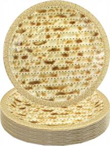 img 4 attached to 50-Piece Passover Seder Disposable Paper Plates With Matzah Design, 7 Inches For Cake & Desserts