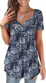 img 4 attached to 🌸 Stylish Plus Size Floral Henley Shirts for Women - a.Jesdani's Summer Collection