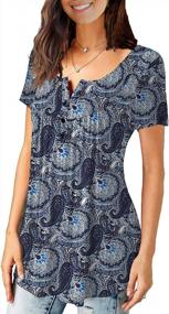 img 3 attached to 🌸 Stylish Plus Size Floral Henley Shirts for Women - a.Jesdani's Summer Collection