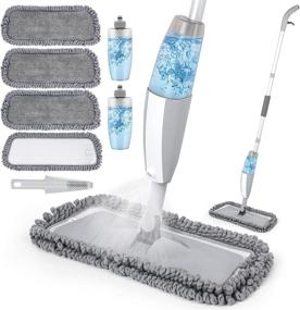 img 4 attached to 🧹 Tobeelec Spray Mop for Floor Cleaning – Versatile Microfiber Mop for Laminate, Tile, Hardwood, Vinyl and More with 4 Reusable Pads, 2 Refillable Bottles & 1 Scraper