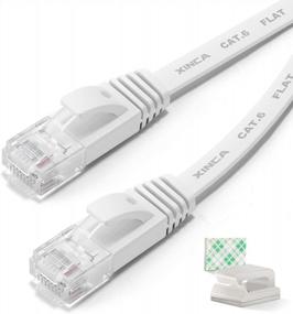img 4 attached to Upgrade Your Network With XINCA Cat6 Ethernet Cable - 100Ft, White, Gigabit Flat LAN Cable With Cable Clips And RJ45 Connectors - Boost Your Internet Speeds, Ideal For Gaming And Office Use!