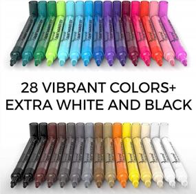 img 3 attached to Acrylic Paint Markers Pens – 30 Acrylic Paint Pens Medium Tip (2Mm) - Great For Rock Painting, Wood, Fabric, Card, Paper, Ceramic & Glass - 28 Colors + Extra Black & White Paint Marker Set