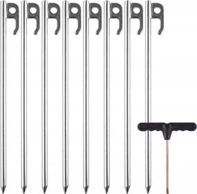 img 4 attached to 8Pcs Heavy Duty Galvanized Non-Rust Metal Tent Stakes 11.8In Unbreakable Inflexible Anchors + 1Pcs T-Hook For Camping Canopy