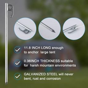 img 1 attached to 8Pcs Heavy Duty Galvanized Non-Rust Metal Tent Stakes 11.8In Unbreakable Inflexible Anchors + 1Pcs T-Hook For Camping Canopy