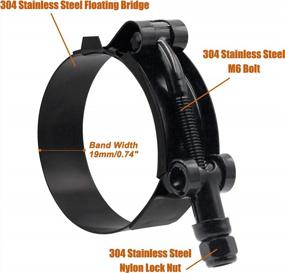 img 3 attached to ISPINNER 2 Pack 1 Inch Stainless Steel T-Bolt Hose Clamps, Clamp Range 32-37Mm For 1" Hose ID (Black)