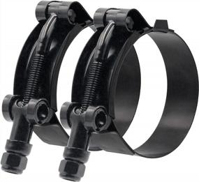 img 4 attached to ISPINNER 2 Pack 1 Inch Stainless Steel T-Bolt Hose Clamps, Clamp Range 32-37Mm For 1" Hose ID (Black)
