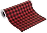 🌲 woodland check faux leather ribbon – red black buffalo plaid (standard version) - 8" x 2 ft" logo