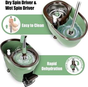 img 3 attached to 🧹 ZNM Spin Mop and Bucket Set: 360 Spin Mop System with 5 Microfiber Refills, Ideal for Hardwood and Tile Floor Cleaning