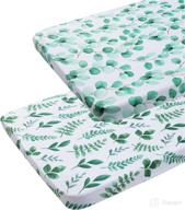 🌿 watercolor green botanical leaf pack n play sheets 2 pack - stretchy jersey knitted portable mini crib sheets playard mattress cover for baby boys and girls logo