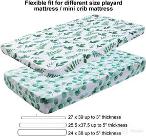 img 1 attached to 🌿 Watercolor Green Botanical Leaf Pack n Play Sheets 2 Pack - Stretchy Jersey Knitted Portable Mini Crib Sheets Playard Mattress Cover for Baby Boys and Girls