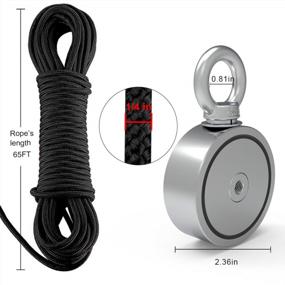 img 3 attached to Powerful 600Lb MHDMAG Double Sided Fishing Magnet Kit With 65FT Rope And Gloves - Ideal For Heavy Duty Fishing And Salvage Underwater!