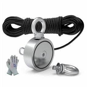 img 4 attached to Powerful 600Lb MHDMAG Double Sided Fishing Magnet Kit With 65FT Rope And Gloves - Ideal For Heavy Duty Fishing And Salvage Underwater!