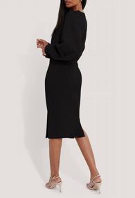 img 2 attached to Meenew Women'S Ribbed Midi Bodycon Skirt Set With High Slit And Long Sleeve Crop Sweater