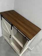img 1 attached to Farmhouse Sliding Barn Door Coffee Bar Cabinet - Kitchen Sideboard Buffet With Ample Storage Space By PHI VILLA review by Kelly Anderson