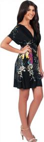 img 3 attached to Floral Print Kimono Sleeve V-Neck Mini Dress For Women'S Sexy Summer Beachwear By KOH KOH