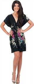 img 4 attached to Floral Print Kimono Sleeve V-Neck Mini Dress For Women'S Sexy Summer Beachwear By KOH KOH