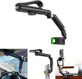 img 4 attached to Sun Visor Car Phone Holder Mount Multifunctional Cell Phone Stand HIYITKS Universal Adjustable Arm Cradles Car Holder Mount Phone Car Clip Mount For Sun Visor Rearview Mirror Steering Wheel (Green)