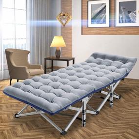 img 1 attached to Портативный и удобный: складная кемпинговая кроватка Slsy для взрослых - идеально подходит для путешествий на свежем воздухе, в лагерях, на пляжах и в отпуске