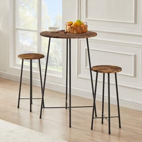 img 2 attached to Modern Rustic Bar Stools With Wood Surface - VECELO 24" Round Barstools For Living And Dining Rooms