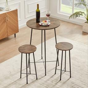 img 1 attached to Modern Rustic Bar Stools With Wood Surface - VECELO 24" Round Barstools For Living And Dining Rooms