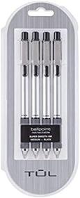 img 2 attached to TUL BP3 Retractable Ballpoint Pen, Medium Point 1.0 Mm, Silver Barrel With Black Ink - 4 Pack