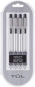img 4 attached to TUL BP3 Retractable Ballpoint Pen, Medium Point 1.0 Mm, Silver Barrel With Black Ink - 4 Pack