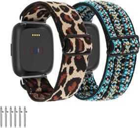 img 4 attached to (2-Pack) Limque Stretch Watch Bands Compatible With Fitbit Versa/Versa 2/Versa Lite/SE