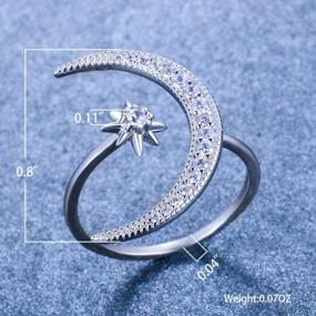 img 3 attached to Adjustable Angol Sterling Silver Crescent Moon Star Ring With 5A Cubic Zirconia For Women And Girls - Minimalist Moon Ring, Perfect Valentines Day Gift, Comes In A Gift Box