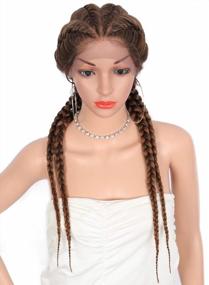 img 3 attached to Kalyss 26" Lightweight Hand-Braided Synthetic Lace Front Braided Wig With Double Dutch Braids In Brown Mixed Black For Women - Featuring Soft Swiss Lace Frontal, Twist Braids, And Baby Hair