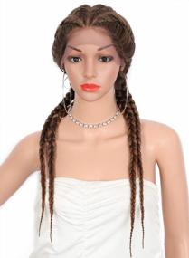 img 2 attached to Kalyss 26" Lightweight Hand-Braided Synthetic Lace Front Braided Wig With Double Dutch Braids In Brown Mixed Black For Women - Featuring Soft Swiss Lace Frontal, Twist Braids, And Baby Hair