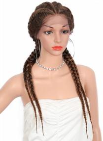 img 1 attached to Kalyss 26" Lightweight Hand-Braided Synthetic Lace Front Braided Wig With Double Dutch Braids In Brown Mixed Black For Women - Featuring Soft Swiss Lace Frontal, Twist Braids, And Baby Hair