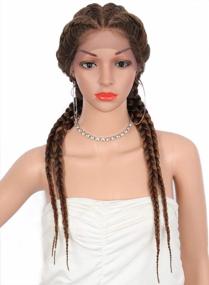 img 4 attached to Kalyss 26" Lightweight Hand-Braided Synthetic Lace Front Braided Wig With Double Dutch Braids In Brown Mixed Black For Women - Featuring Soft Swiss Lace Frontal, Twist Braids, And Baby Hair