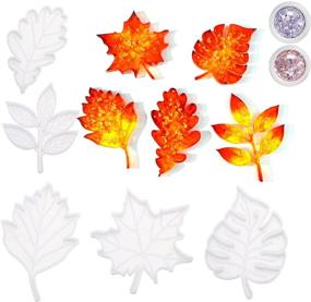 img 4 attached to 5 Pack Maple Leaf Silicone Resin Molds With Glitter And Sequins For DIY Keychains, Coasters And Home Decor