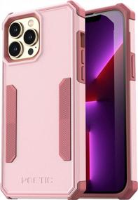 img 4 attached to 2021 Новый двухслойный сверхпрочный противоударный защитный чехол для IPhone 13 Pro 6,1 дюйма - светло-розовая крышка Poetic Neon Series