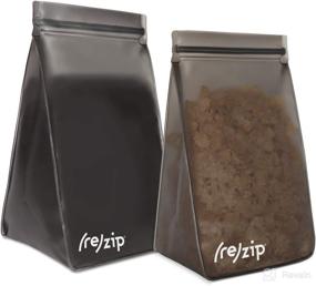 img 4 attached to 👜 rezip 2-Piece Tall BPA-Free Food Grade Storage Bag Set - Freezer Safe, Dishwasher Safe, Travel Friendly - Includes (1) 6-Cup/48-Ounce Bag and (1) 8-Cup/64-Ounce Bag - Gray/Gray